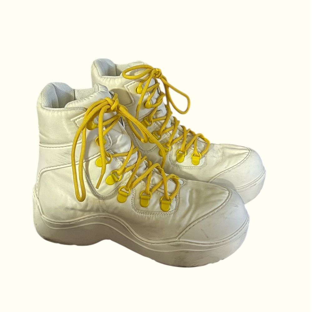 Bottega Veneta White Sole with Yellow Accents